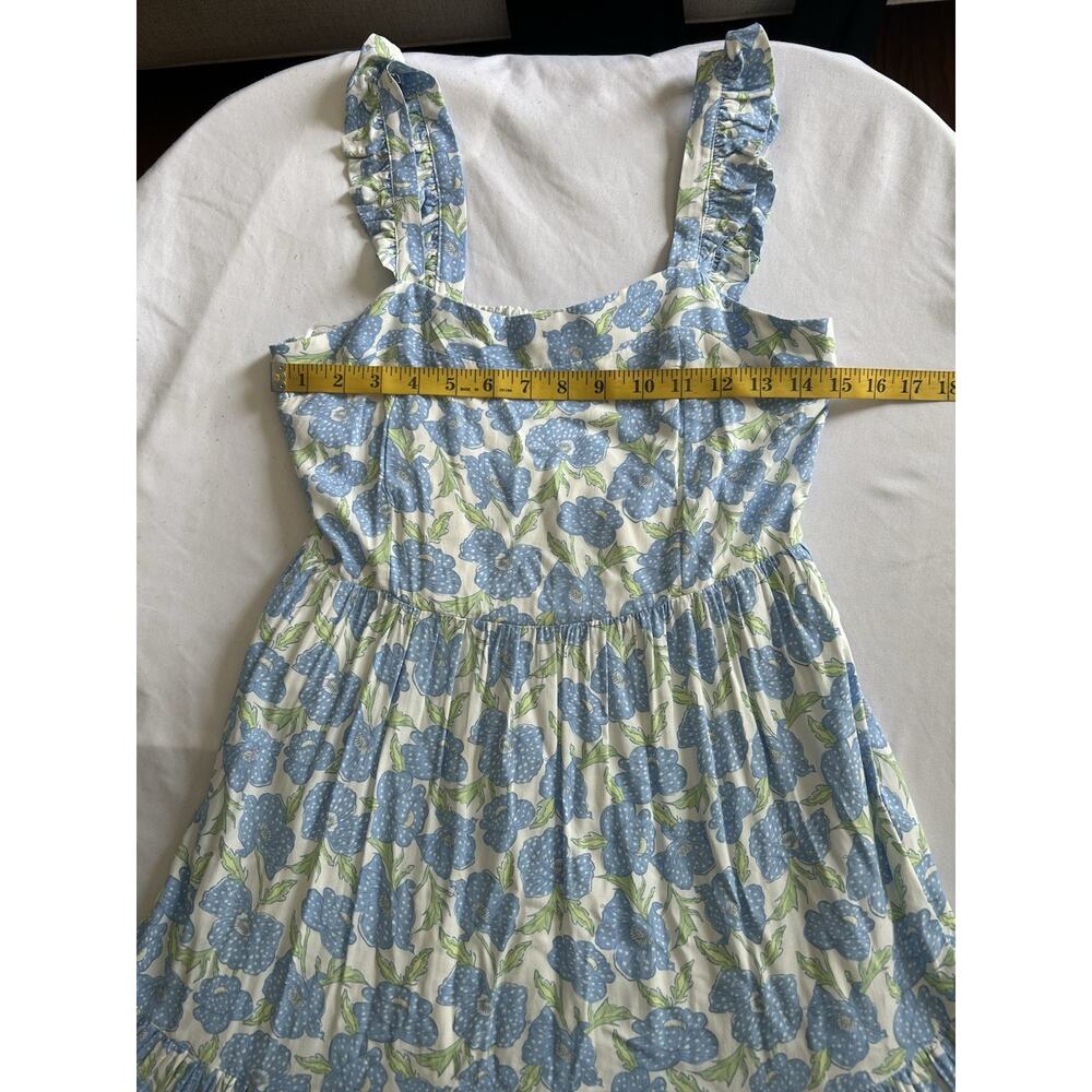 Haute Hippie Floral Tiered Maxi Dress Womens Size Small Blue White Boho Festival - Picture 8 of 10